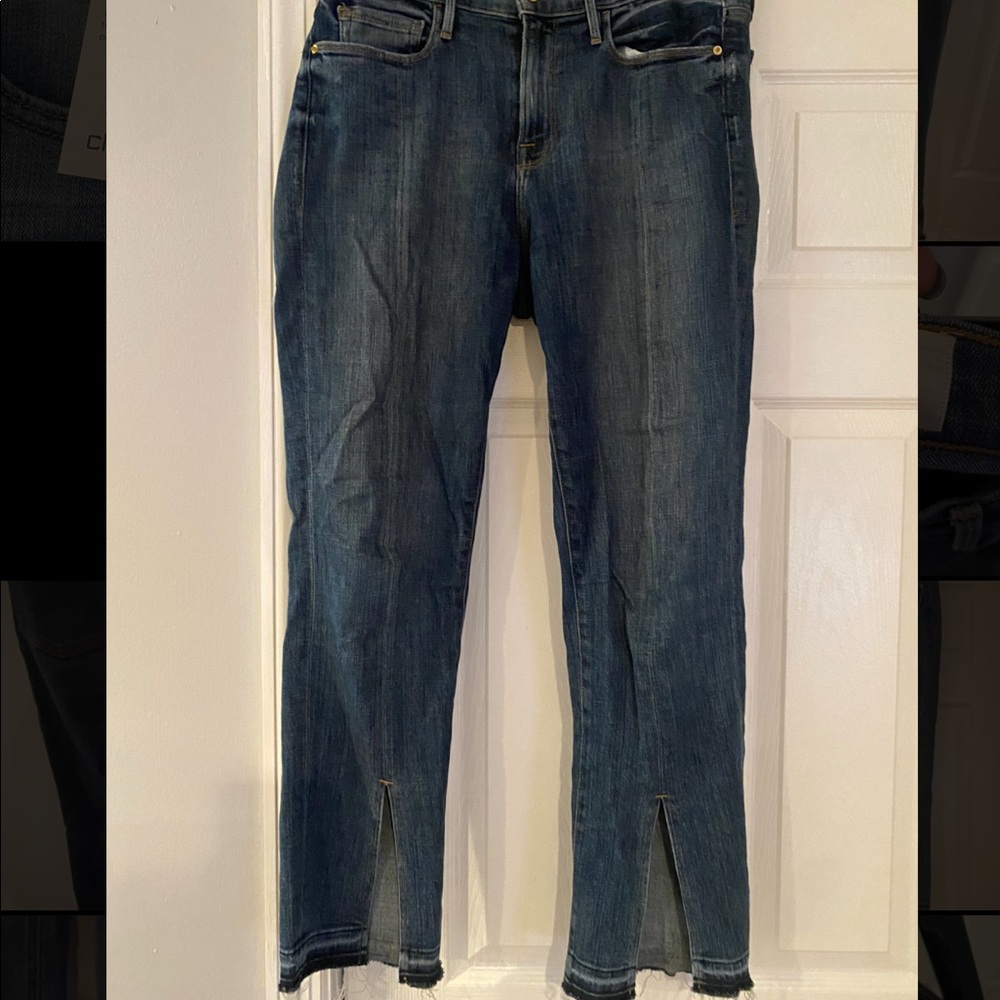 Frame Dark Denim Jeans- slightly cropped